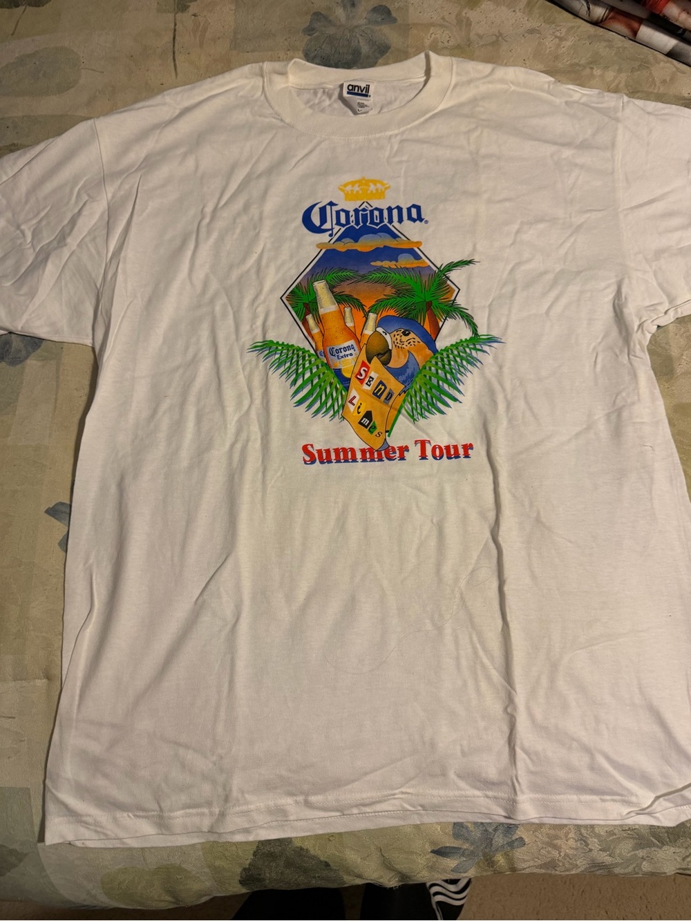 Vintage Corona Summer Tour Graphic T-Shirt - White, Breweriana Theme Size XL